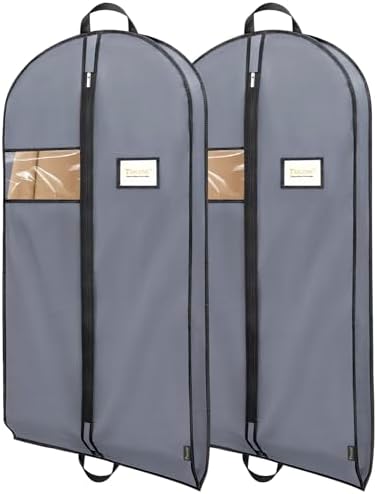 BALEINE 2PK Garment Bags for Hanging Clothes, 43" Suit Bag for Travel — Grey