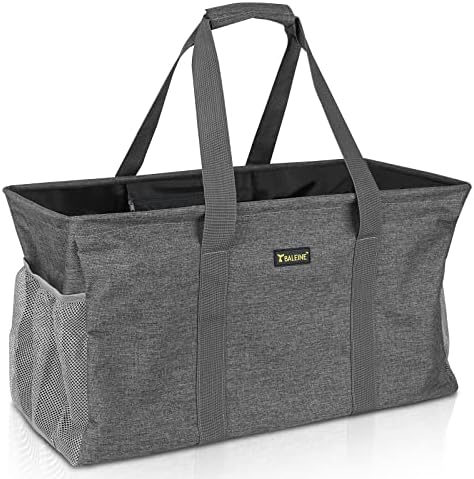 BALEINE Extra Large Utility Tote Bag with Wire Frame for Storage — Gray