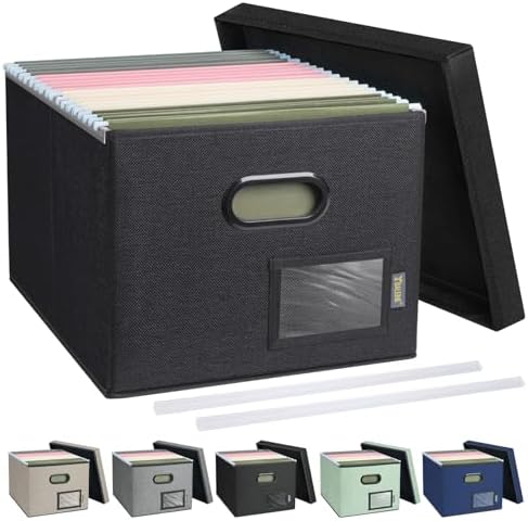 BALEINE File Organizer Box with Lid — Black