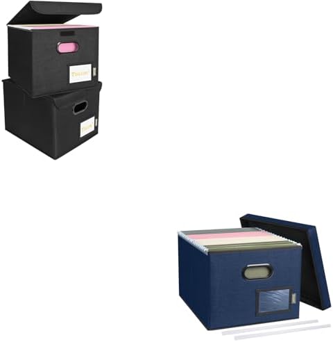 BALEINE File Organizer Box with Lid & File Boxes with Lids for Office Home
