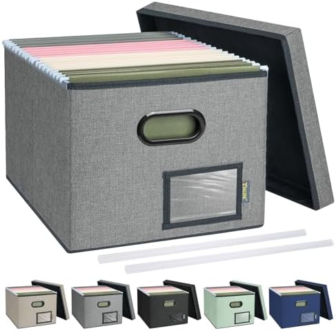 BALEINE File Organizer Box with Lid — Gray