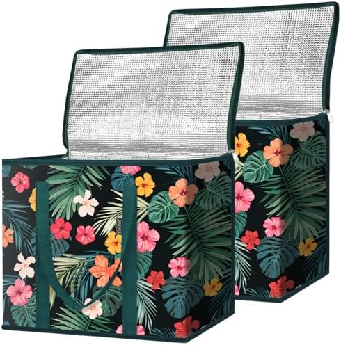 BALEINE Insulated Reusable Grocery Bags with Zippered Top, Large Cooler Bag — Blossom Season