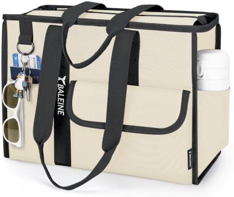 BALEINE Utility Tote Bag for Women with Zipper, Teacher Nurse Work Bag — Beige