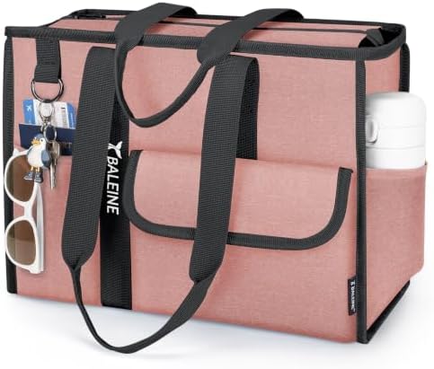 BALEINE Utility Tote Bag for Women with Zipper, Teacher Nurse Work Bag — Pink